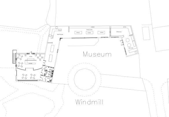 Plan of the Cafe and existing building by Tara Buet and Scott Eburne